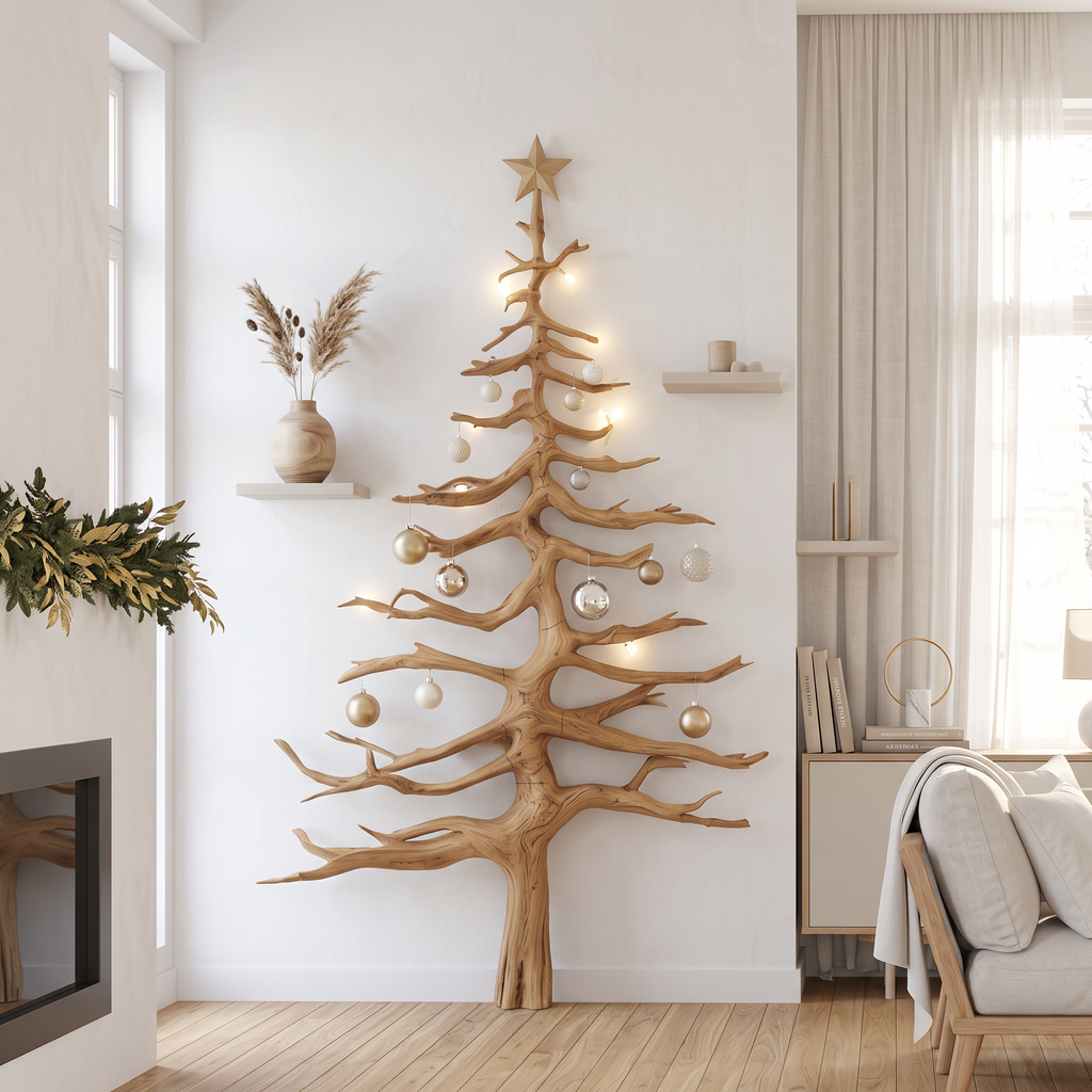 Rustic Christmas Tree Wall Decor Living Room