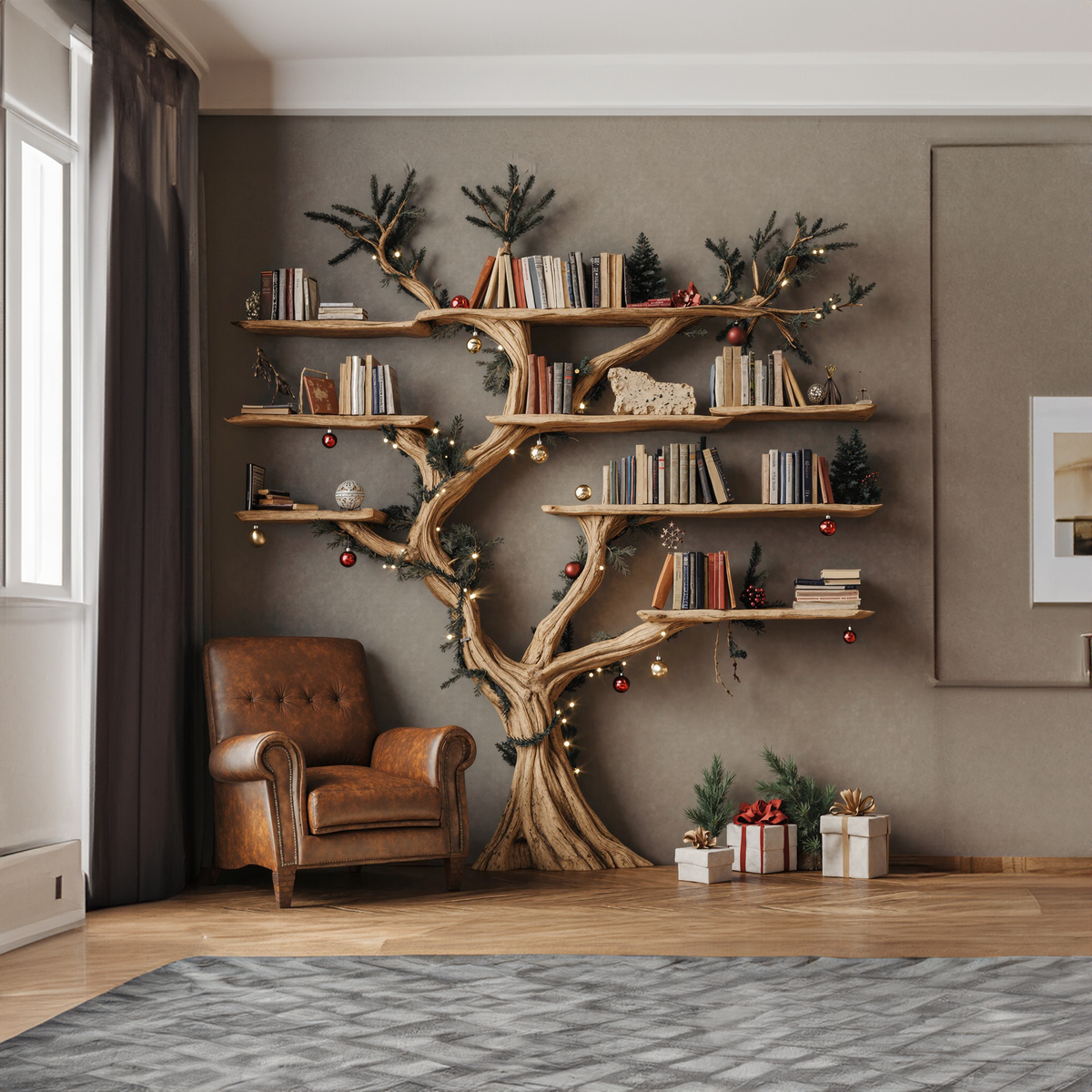 Tree Floating Bookshelf Driftwood Shelf