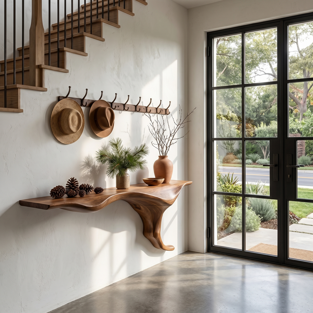 Organic Wall Mounted Console Table With Sculptural Tree Root Design For Entryway