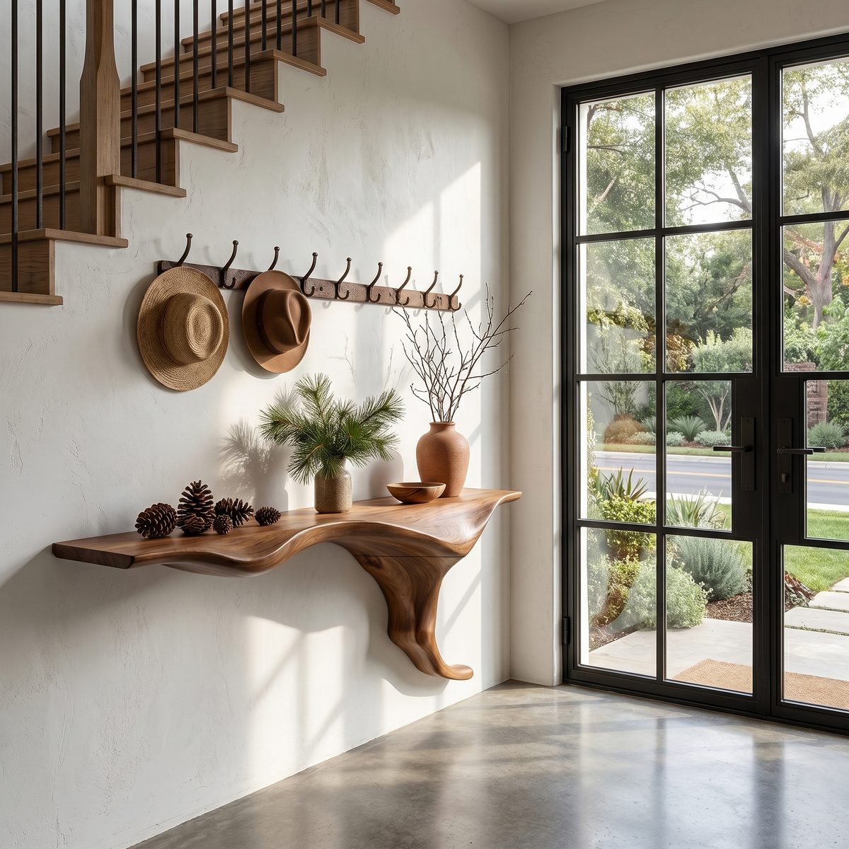 Organic Wall Mounted Console Table With Sculptural Tree Root Design For Entryway