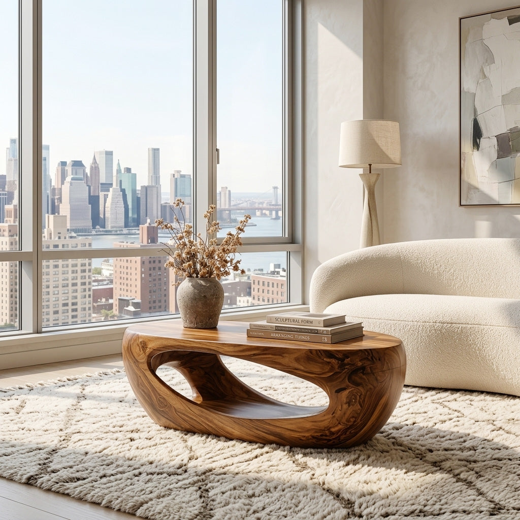 Mid Century Sculptural Coffee Table For Living Room