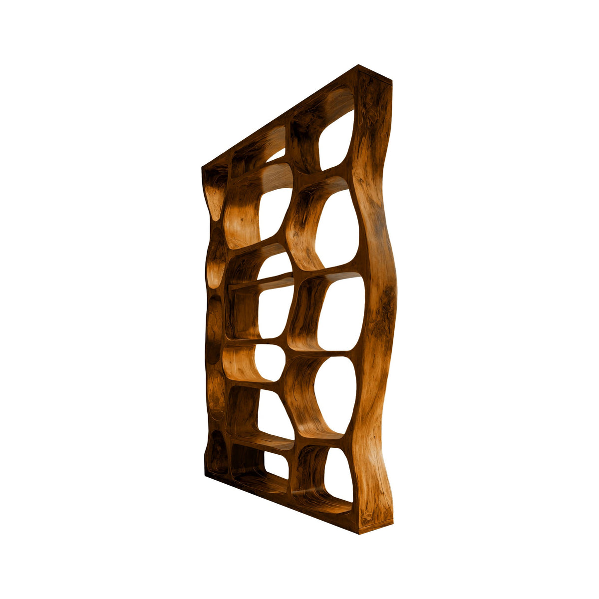 Auralis Sculpted Solid Wood Divider Bookshelf