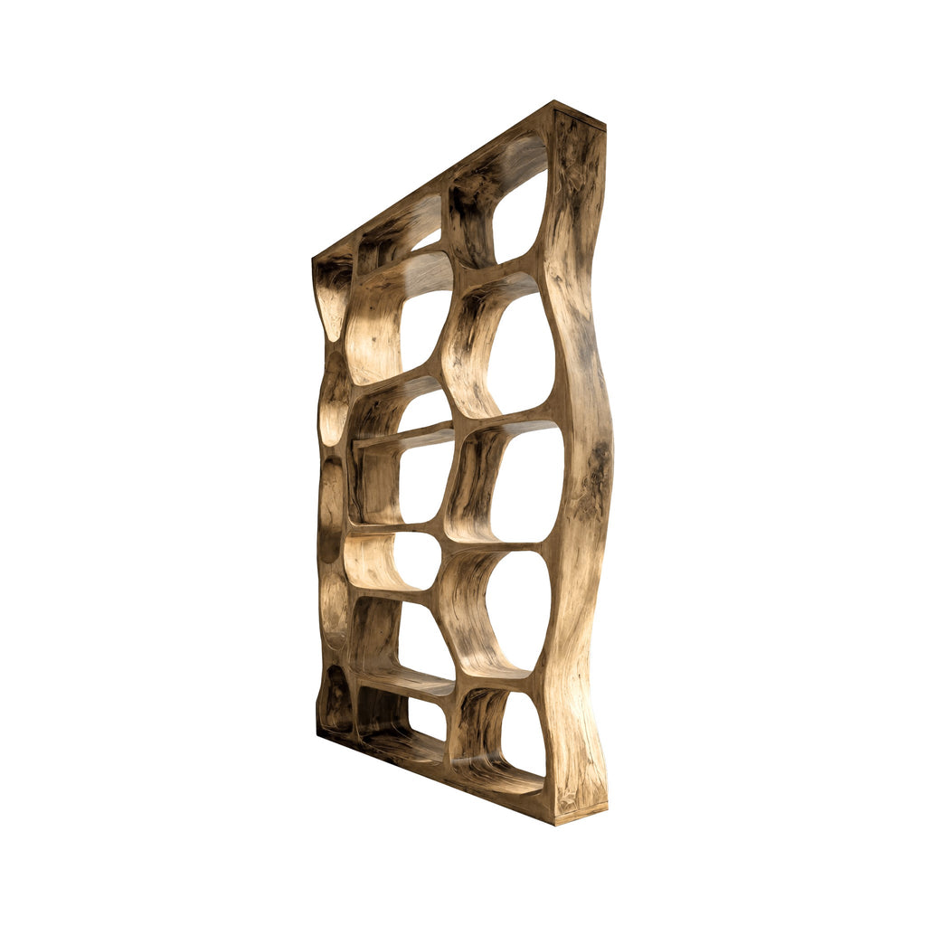 Auralis Sculpted Solid Wood Divider Bookshelf