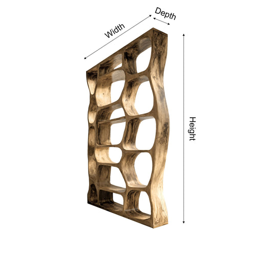 Auralis Sculpted Solid Wood Divider Bookshelf