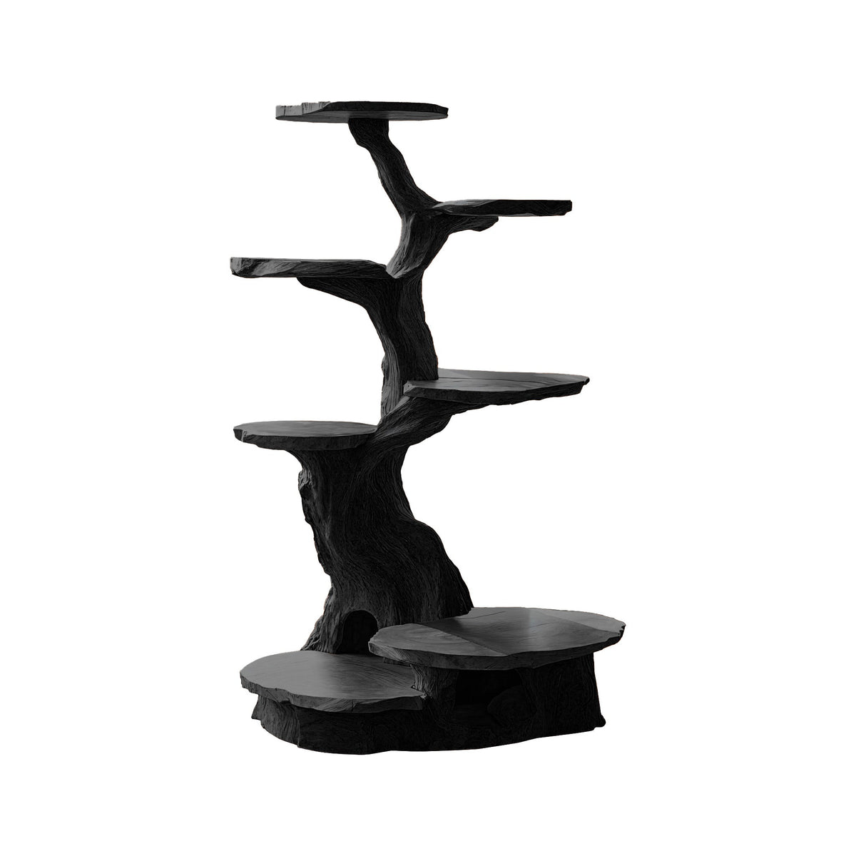 Branched Sculpted Solid Wood Tree-Inspired Cat Tree Shelf