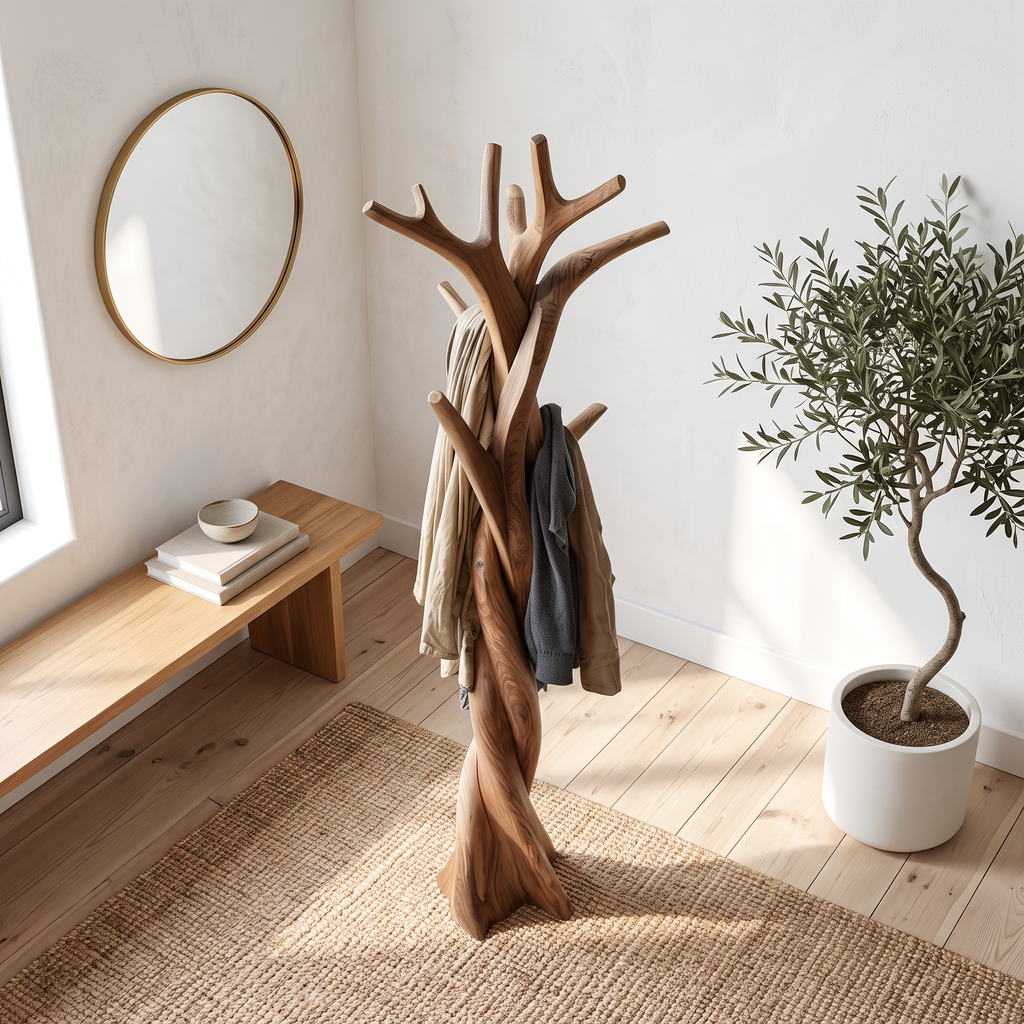 Rustic Twisted Tree Branch Coat Rack