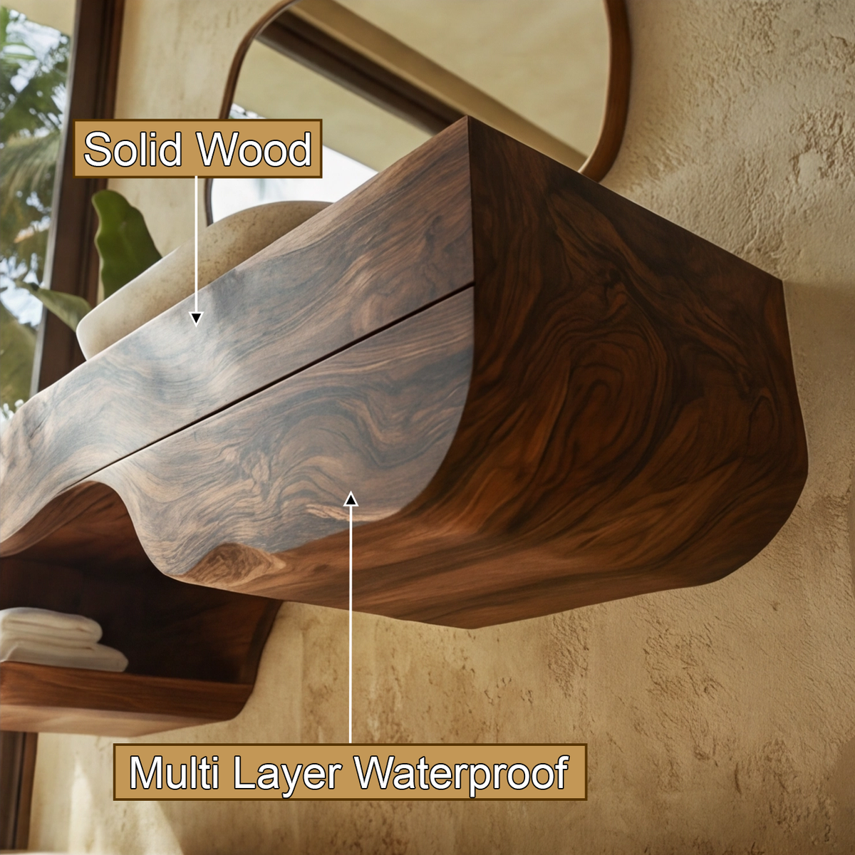 Merona Sculpted Solid Wood Floating Bathroom Vanity With Drawers