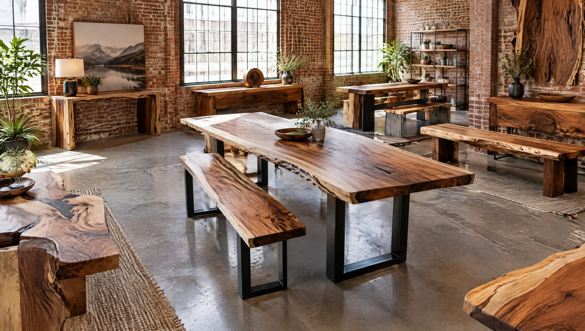 A woodworking studio showroom in a converted brick warehouse