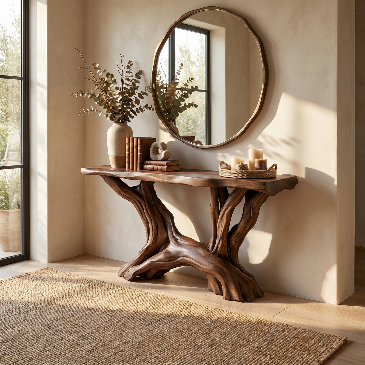 Coastal Rustic Organic Console Table Living Room And Entryway